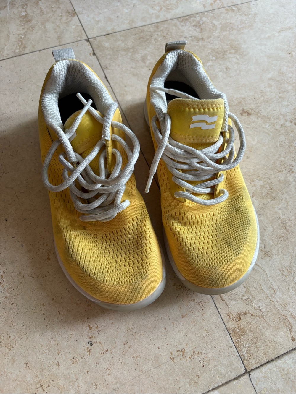 Yellow Athletic Sneakers with White Accents 7 US